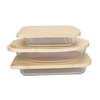 Ustensiles de cuisson en verre résistant au four, plats à four en verre borosilicate de haute qualité, plat rectangulaire, ustensiles de cuisson, couvercle en bambou, ovale
