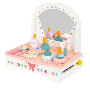2025 nouveauté en bois maquillage commode ensemble rose semblant jouer jeu de rôle jouets pour filles pliable cuisine jouet avec boîte emballage - Product Image 1