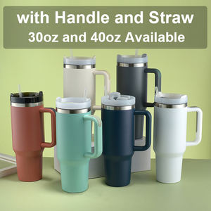 Gobelet isotherme personnalisé avec logo, 40 oz, en acier inoxydable, avec paille et poignée, pour voyage - Product Image 4
