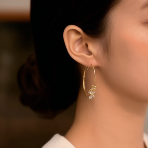 Crystal Hoop Earrings Gold Plated 316L Stainless Steel Butterfly Design Women's Jewelry - Product Image 3