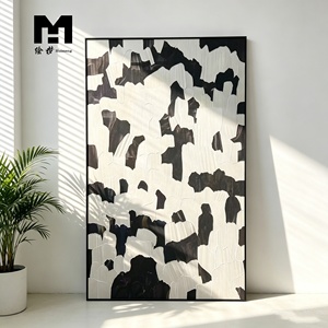 Décoration murale moderne en noir et blanc abstrait, <span class=keywords><strong>tissu</strong></span> texturé 3D, tricoté, peint à la main, <span class=keywords><strong>peinture</strong></span> murale décorative pour salon - Product Image 3