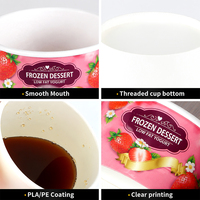 Gobelets en papier biodégradables à paroi simple, imprimés sur mesure, écologiques, jetables, avec couvercles et cuillères pour gelato et desserts