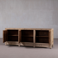 Meuble de rangement de salon à quatre portes en bois recyclé chinois antique, style Wabi-Sabi, éco-responsable, mobilier naturel pour la maison