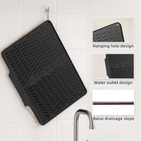 Tapis de séchage de vaisselle en silicone pour comptoirs de cuisine, antidérapant, avec drain intégré et résistant à la chaleur
