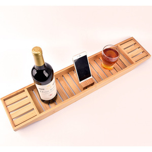 Simple Bamboo Bathtub Rack 21-24.9 In Linear Storage <b>Tray</b> For <b>Bath</b> Tub Use - Product Image 4