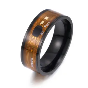 Fashion Men's Ceramic Nfc Smart Chip Social Media Payment Access Control Ring Stainless Steel Ring