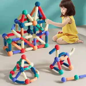 Çocuk manyetik yapı taşları diy eğitim mıknatıslar oyuncaklar çocuklar için mıknatıs yapı taşları set 3d manyetik top oyunu çubuklar