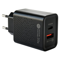 C010 Chargeur mural portable double sortie 20W PD/QC à charge rapide, coque standard UE