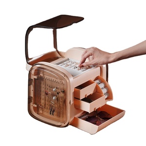 Organizador de joyas de <span class=keywords><strong>plástico</strong></span> <span class=keywords><strong>con</strong></span> <span class=keywords><strong>tapa</strong></span> transparente, caja de almacenamiento de joyería <span class=keywords><strong>con</strong></span> <span class=keywords><strong>cajón</strong></span> - Product Image 1