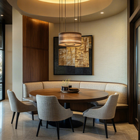 Modernes Hochwertiges Luxus-Samt-Esszimmerstuhl-Set mit Gebogener Sitzbank, Holztischplatte und Umweltfreundlichen Möbeln in Restaurantqualität