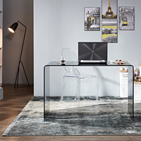 Table de bureau en verre trempé transparent pour ordinateur de direction en verre transparent