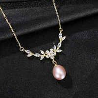Collier pendentif en argent sterling S925 micro-pavé de zircon et perle d'eau douce pour femme