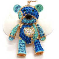 Porte-clés Ours en Cristal Mignon, Pendentif Sac Scintillant en Diamant d'Eau, Porte-clés Ours en Métal