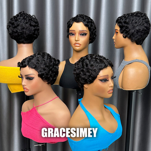 วิกผม100% แท้สำหรับผู้หญิงผิวดำวิก<span class=keywords><strong>ผม</strong></span>ลูกไม้<span class=keywords><strong>สั้น</strong></span>ด้านหน้า - Product Image 2