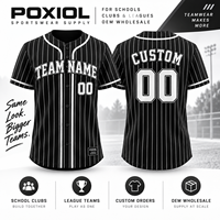 Maillot de baseball personnalisé noir à rayures fines, nom et numéro d'équipe personnalisés, manches courtes, pour écoles, clubs, ligues, fourniture OEM