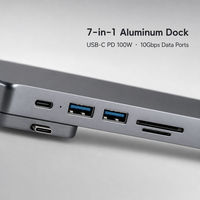 Station d'accueil USB-C 7-en-1 avec boîtier SSD M.2 NVMe, hub en aluminium avec HDMI, USB-A et lecteur de carte SD pour ordinateurs portables