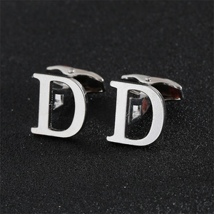 Boutons de manchette personnalisés en acier inoxydable avec initiales, plaqués or, accessoires de costume formel pour hommes - Product Image 4