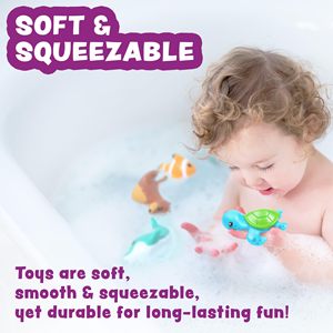 Jouets de bain écologiques sans trous, conçus pour garder l'humidité à l'extérieur, doux, compressibles et flottants, faciles à saisir, ensemble de jouets de bain pour bébés et tout-petits - Product Image 4