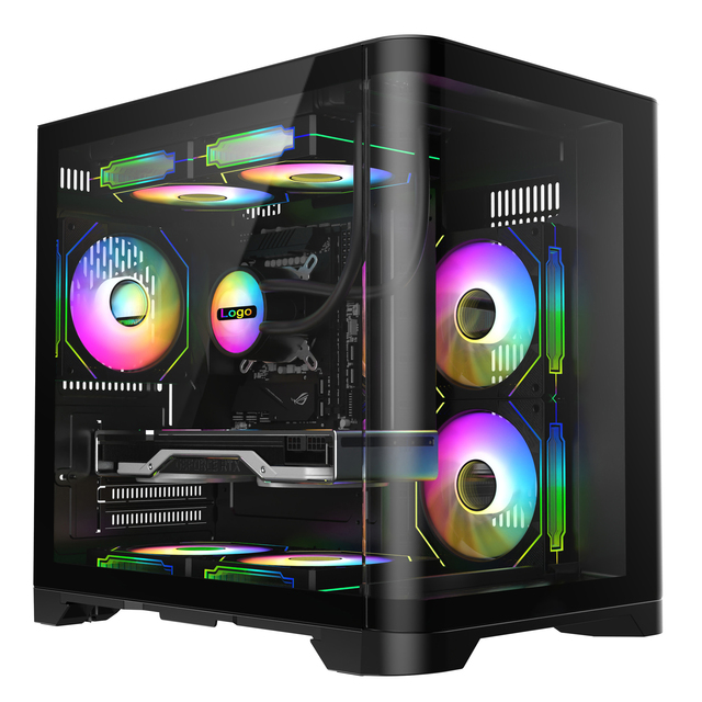 Compact Micro ATX ITX Gaming Case Curved Tempered Glass Front Panel and Full Side Glass With 240mm Top Water Cooling Support
