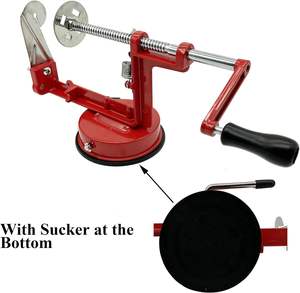 Coupe-pommes en spirale rouge en acier inoxydable avec base à ventouse puissante - Product Image 6