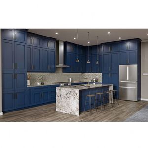 Armoire de cuisine moderne de style américain personnalisée, laque moderne, design shaker américain, bleu, pas cher - Product Image 3