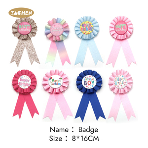 Yaachen Sinh Nhật Cô Gái Cậu Bé Satin Vải Tinplate Huy Hiệu <span class=keywords><strong>Pin</strong></span> Hoa Hồng Nút Pins Hạnh Phúc Sinh Nhật Cô Gái Wedding Party Phụ Kiện Trâm - Product Image 2