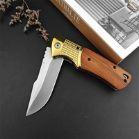 Couteau de poche DA96 pour le camping avec manche en laiton et en bois coloré, couteau tactique de survie en plein air, couteau pliant EDC pour la défense personnelle