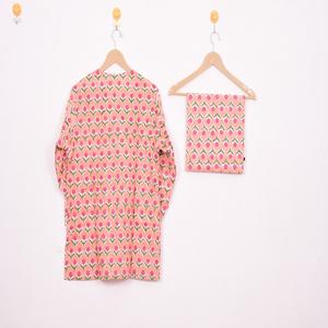 Conjunto de Pijama Floral Estampado a Mano de Alta Calidad - Ropa de Dormir de Algodón, Ropa de Dormir y de Estar por Casa de Verano Estilo Bohemio para Mujer, Regalo - Product Image 4