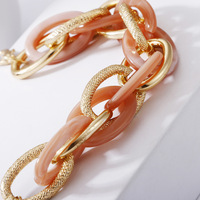 Gelang rantai chunky motif leopard warna-warni dari resin akrilik lucite multi-lapis Amerika Eropa