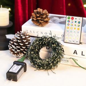 Guirlande lumineuse LED de Noël avec télécommande, fil de cuivre vert foncé pour la décoration de l'arbre de Noël dans le salon - Product Image 4