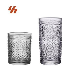 Stylish Vintage Whisky <strong>Glass</strong> Cup Whiskey Rocks Tumbler Sunflower System Embossed Pattern Transparent Ins Simple Shot <strong>Glasses</strong> - Product Image 1