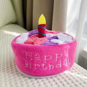 Fournitures de fête d'anniversaire pour chien en gros, formes de gâteaux et de cupcakes d'anniversaire, jouets en peluche doux de haute qualité pour chien, jeux de <span class=keywords><strong>cache</strong></span>-<span class=keywords><strong>cache</strong></span> - Product Image 5