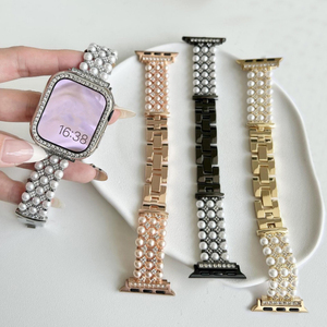 <span class=keywords><strong>Bracelet</strong></span> de montre en diamant avec chaîne de perles gagnant-gagnant pour <span class=keywords><strong>Apple</strong></span> <span class=keywords><strong>Watch</strong></span> Series 10 9 42mm 46mm 41mm 45mm <span class=keywords><strong>Bracelet</strong></span> de <span class=keywords><strong>bijoux</strong></span> pour femmes - Product Image 1