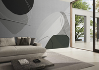 Peinture murale abstraite moderne personnalisée, motif de formes organiques gris et marron, décoration murale pour salon, bureau, espace commercial, durable
