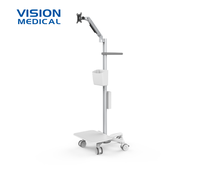 Chariot médical personnalisé de haute qualité avec moniteur de levage à ressort léger et facile à pousser et plateau de bras-pour hôpitaux et écoles