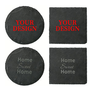 Sous-verres en <span class=keywords><strong>ardoise</strong></span> durables, noirs, résistants aux rayures, avec 4 pieds en caoutchouc, gravure au laser, sous-verre en <span class=keywords><strong>ardoise</strong></span> vierge - Product Image 3