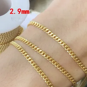 Настоящее золотое покрытие 2,9 мм кубинская цепь для женщин ювелирные изделия ожерелья