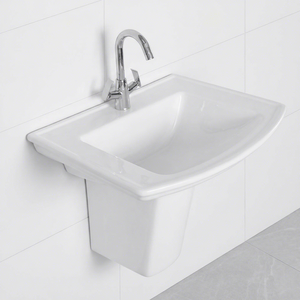 Lavabo demi-pied en céramique au design européen moderne, facile à nettoyer, pour hôpital - Product Image 2
