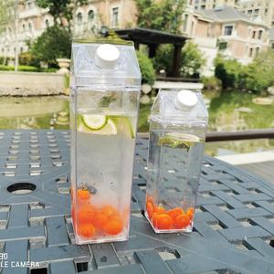 Bouteilles de jus portables sans BPA, bouteille d'eau en Carton de lait <span class=keywords><strong>500</strong></span> ml bouteilles d'eau en plastique vierges carrées claires - Product Image 6