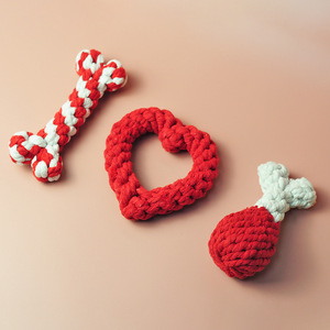 Romantici 3 pacchetti di cotone corda cane giocattoli da masticare alla moda forma ossea durevole e sostenibile per san valentino - Product Image 3