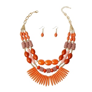Joyería de moda resina tres líneas collar con cuentas mujeres América collar hecho a mano - Product Image 3
