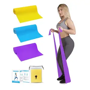 Zakerda uzun sarı mavi mor Pilates Yoga uzun egzersiz düz toptan elastik bantlar doğal lateks TPE direnç bandı