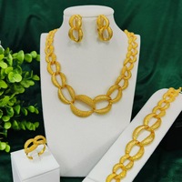 Ensemble de bijoux fins, quatre pièces, laiton plaqué or 24 carats, vintage, mariage, fiançailles, cadeau pour femme, collier, boucles d'oreilles, bague, bracelet
