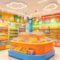 Étagère Gondole de Présentation Modulable pour Magasin de Sucreries, pour Aménagement Intérieur Complet, Rénovation et Décoration Clé en Main, en MDF Écologique et Imperméable