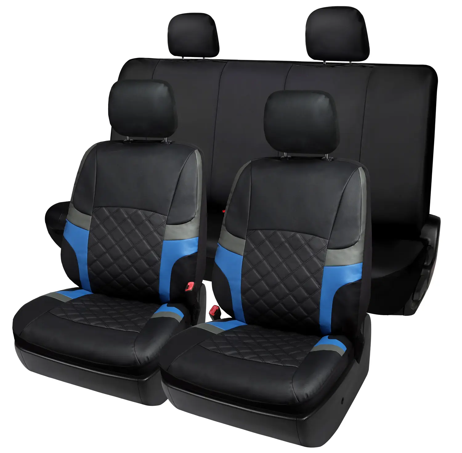 Funda de cuero para asiento de coche, juego de funda de asiento de coche impermeable universal negra personalizada de 13 piezas