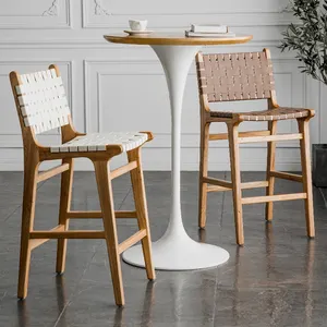 Sillas de Bar de estilo nórdico, taburetes de Bar italianos modernos, con respaldo, diseño de silla de cuero
