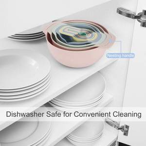 <span class=keywords><strong>Lot</strong></span> <span class=keywords><strong>de</strong></span> 10 bols mélangeurs à spatule en silicone bols mélangeurs empilables tasses à mesurer passoire en plastique sans BPA - Product Image 2