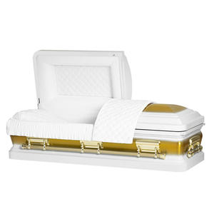 Ataúd Americano de Metal, Acero de Calibre 20, Calidad Premium, Suministros Funerarios de China, Acabado <span class=keywords><strong>Azul</strong></span> Marino, Asa de Ataúd con Interior de <span class=keywords><strong>Terciopelo</strong></span> <span class=keywords><strong>Azul</strong></span> - Product Image 2