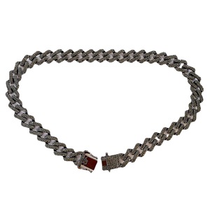 สร้อยคอฮิปฮอปแบบคิวบาสีดำขนาด 13 มม. สีเทา - Product Image 5