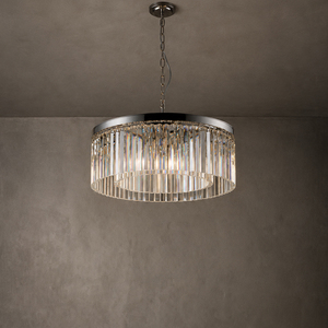 Luxury Drum Shape Crystal Chandelier Clear Crystal Prism Pendant <b>Light</b> For Restaurant Residential <b>Dining</b> Space - Product Image 4